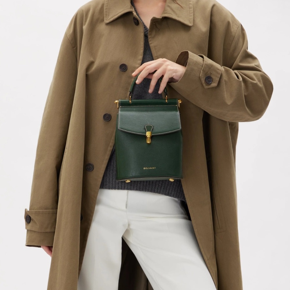 NWT Bolvaint “The Françoise” Backpack – Luxury Leather, Forest Green - Picture 2 of 6